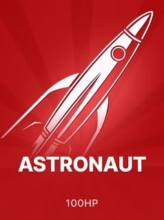Astronaut game card with white rocket
